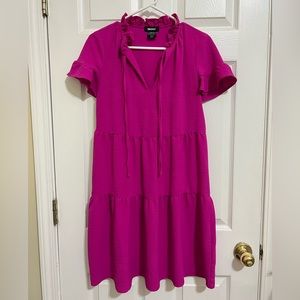 DKNY Womens Ruffle Shift Mini Dress